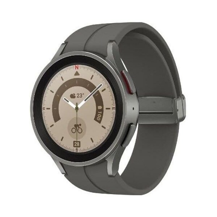 삼성 갤럭시 워치 5 프로 45mm, WiFi 1.4인치 슈퍼 AMOLED 스마트워치, GPS, 블루투스, 수면 코칭, 생체 센서, 방수 기능, R920N 티타늄 그레이