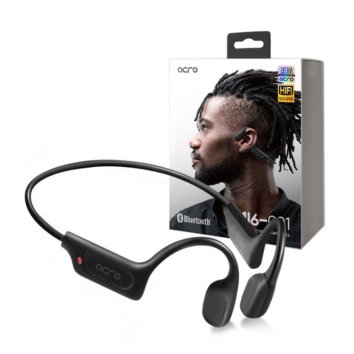 ACRO 골전도 블루투스 무선 이어폰 MI6001 오픈형 스포츠 러닝, 블랙