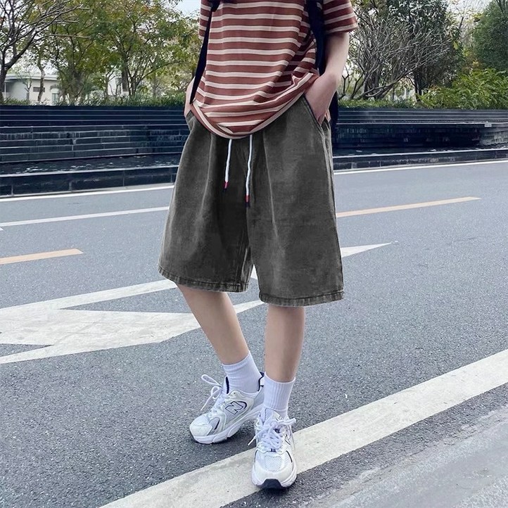 패션파트너 남여공용 데님 청 반바지 버뮤다 와이드 5부 밴딩 팬츠 3color  3size