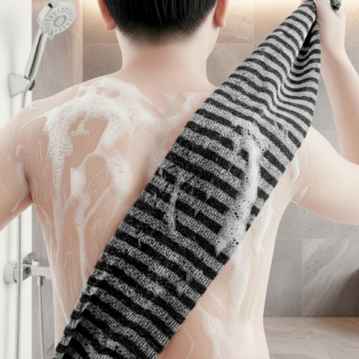 원앤모어 강력 각질제거 와이드 샤워타올 때수건 때타올, 시크 블랙, 1개, 1개입