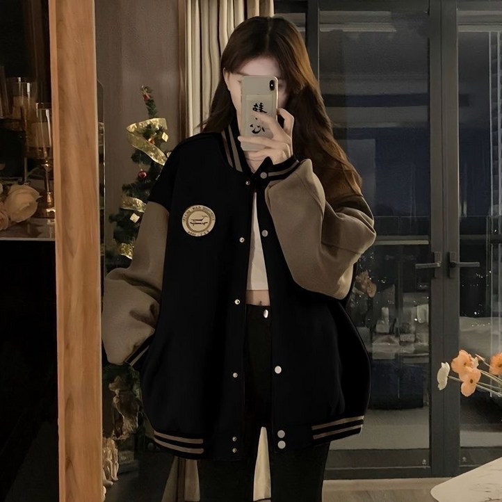 Novastar 여성 자켓 아우터 데일리룩 루즈핏 빅사이즈 집업 야구점퍼