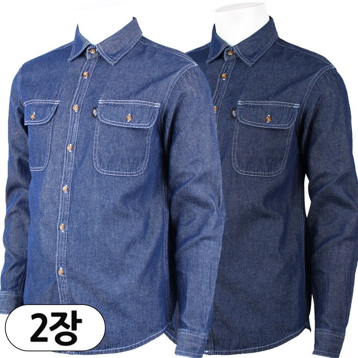 더빅보스 2장세트 WD 기본 청남방 데님 셔츠