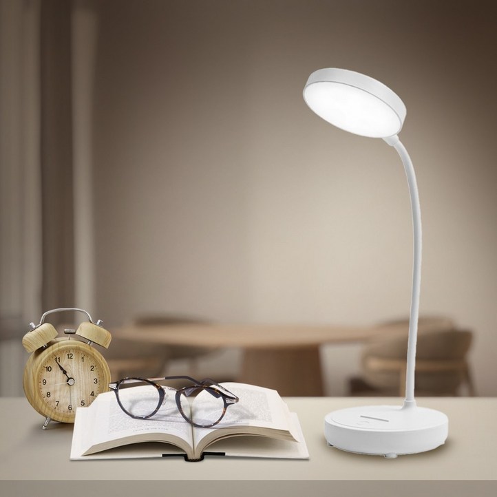 LED 독서등 학습용 스탠드 공부 책상 밝기조절 화장대 무선 휴대용 조명 ID등, 화이트
