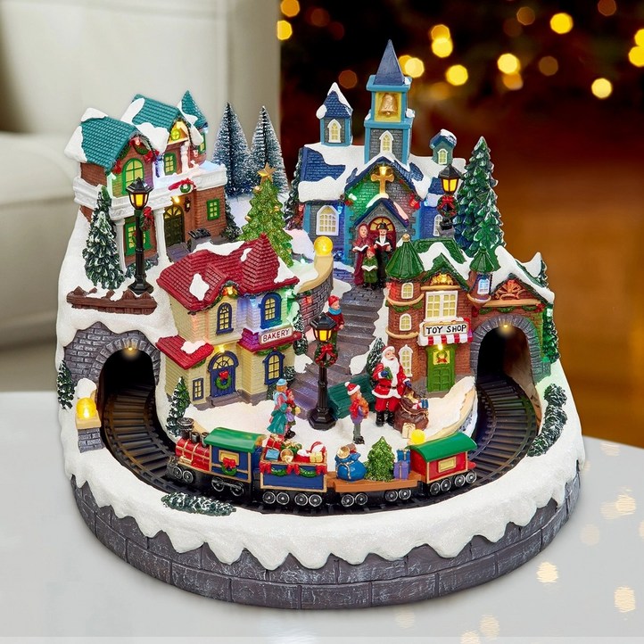 코스트코 크리스마스 눈 오는 마을 멜로디 장식 LED