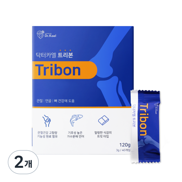 닥터카엘 트리본 강아지 관절 영양제 슬개골 고함량, 2개, 뼈관절강화, 40정