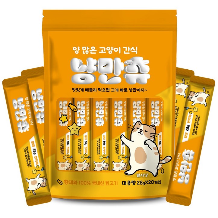 푸르미 양많은 짜먹는 고양이간식 냥만츄 대용량 28g, 28g, 40개입, 황태
