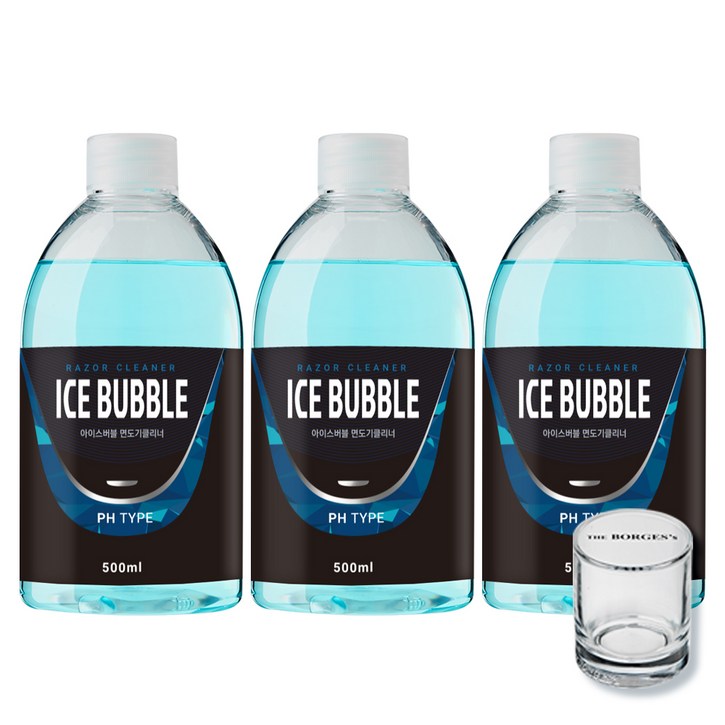 아이스버블 면도기클리너 세정액 PH타입 500ml x 3p  세척용 유리컵, 단일상품, 단일색상, 3개