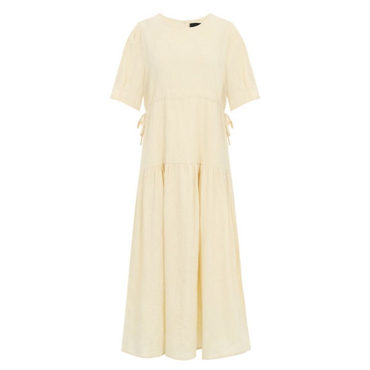 비엔엑스 여성용 통기성 플라워 자수 패턴 허리 스트링 캉캉 주름 A라인 롱 맥시 원피스