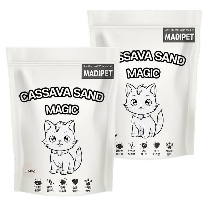 메디펫 고양이 카사바 모래, 10L, 3.34kg, 2개, 무향
