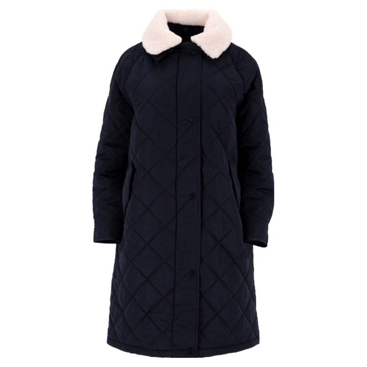 PAT 여성용 퀼팅 램스퍼 카라탈착 롱 패딩 점퍼