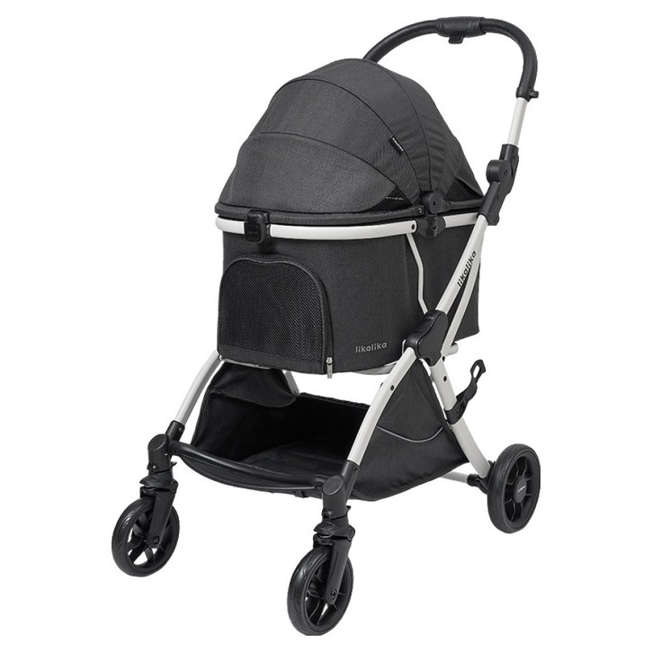 리카리카 반려동물 올데이 라이트 일체형 2세대 유모차, 차콜 블랙, 1개