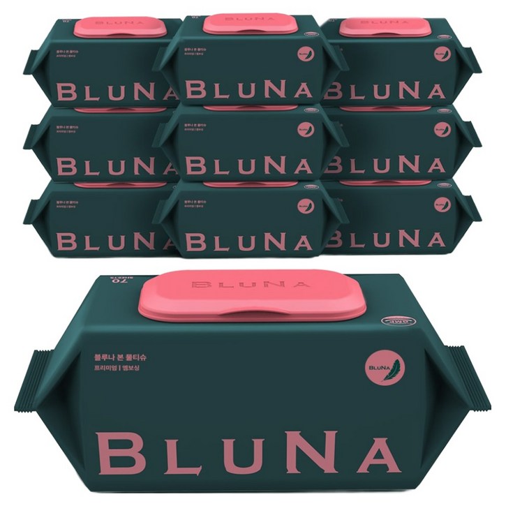 블루나 본 프리미엄 고평량 엠보싱 물티슈 캡형