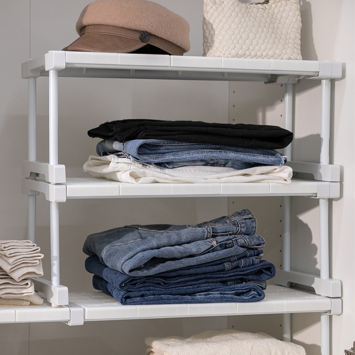 리빙공감 브링 길이조절 옷장 정리함 칸막이 선반, 화이트, 1개