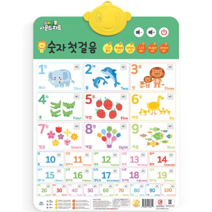 요미몬 사운드차트 숫자 첫걸음 학습벽보  포스터  브로마이드, 숫자 첫걸음, 요미차트