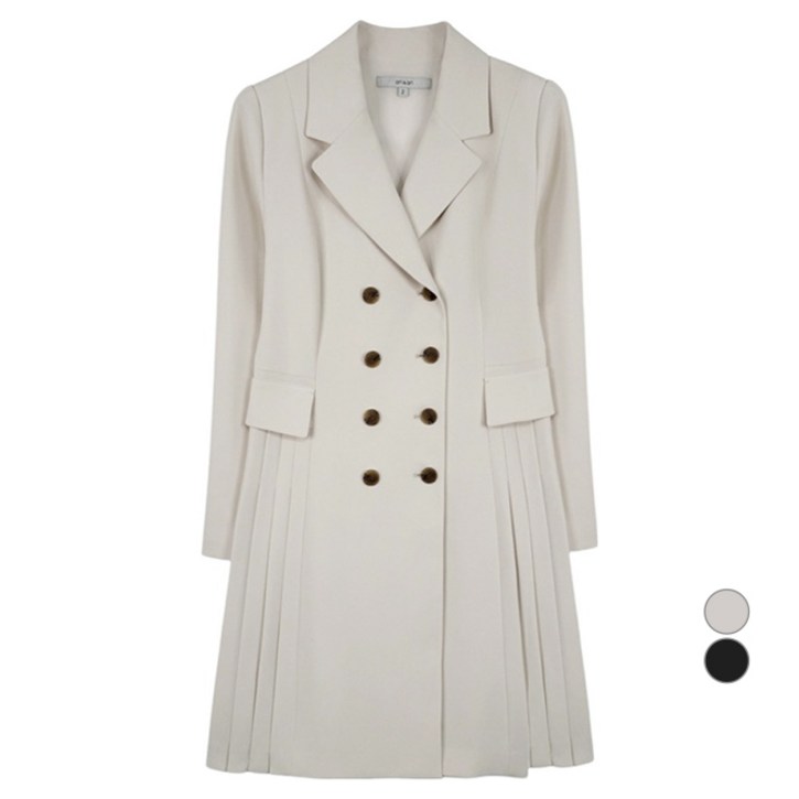 온앤온 여성용 사이드플리츠 더블버튼 원피스