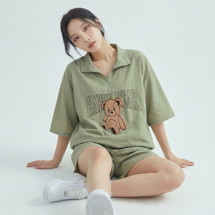 메이첼 보에니 루즈핏 집업 반팔  반바지 세트 12297