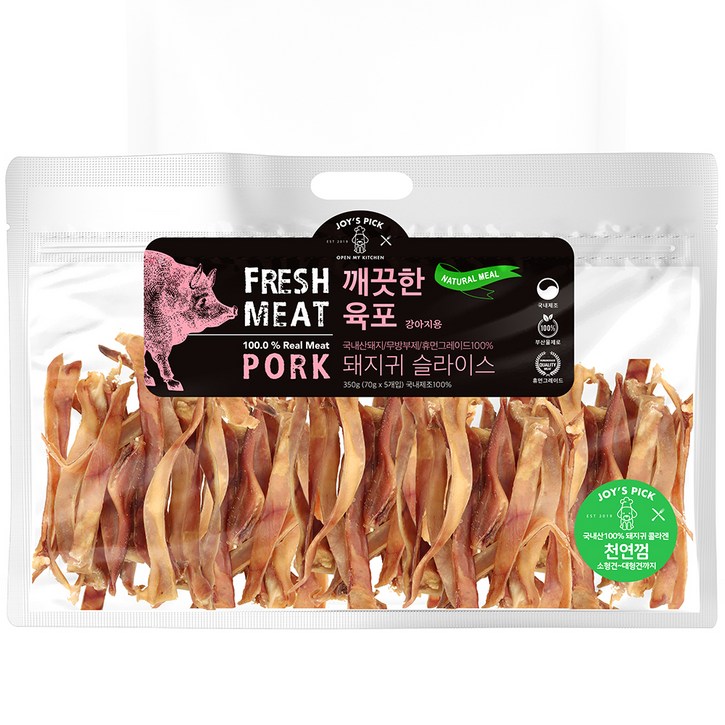 조이스픽 돼지귀 슬라이스 강아지 육포 350g, 돼지귀슬라이스, 350g, 1개