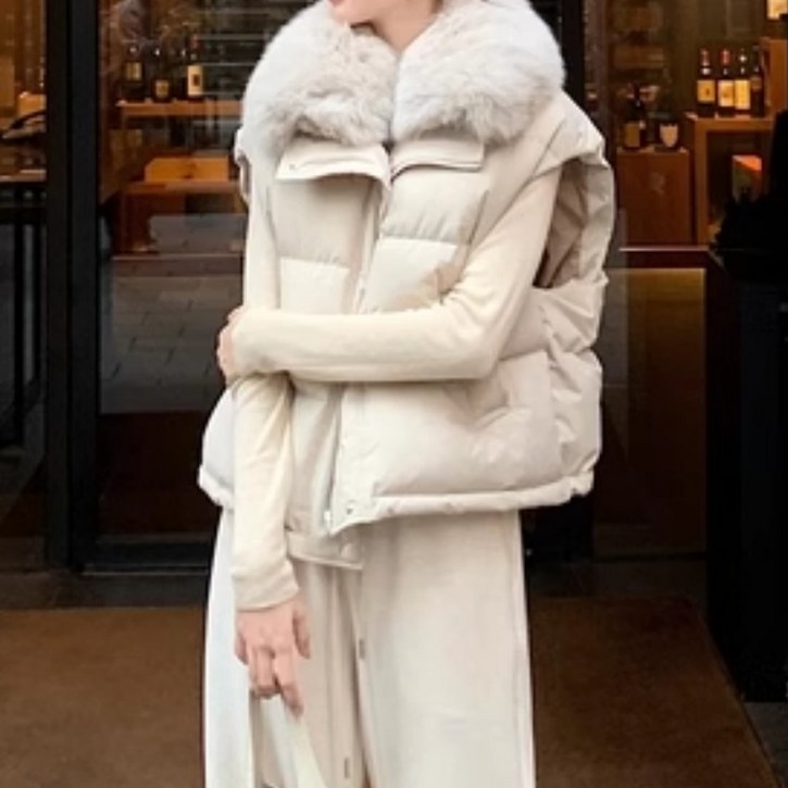 페이퍼먼츠 여성용 세라 카라털 오버핏 패딩 조끼 12433