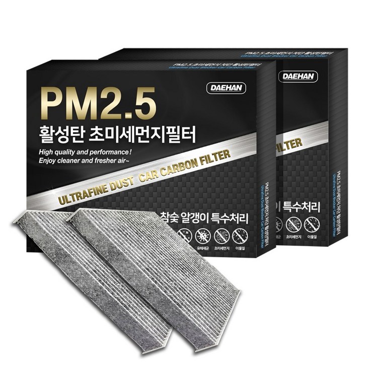 대한 PM2.5 고효율 활성탄 자동차 에어컨필터 2개입, 2개입, 스파크 2013 PC175