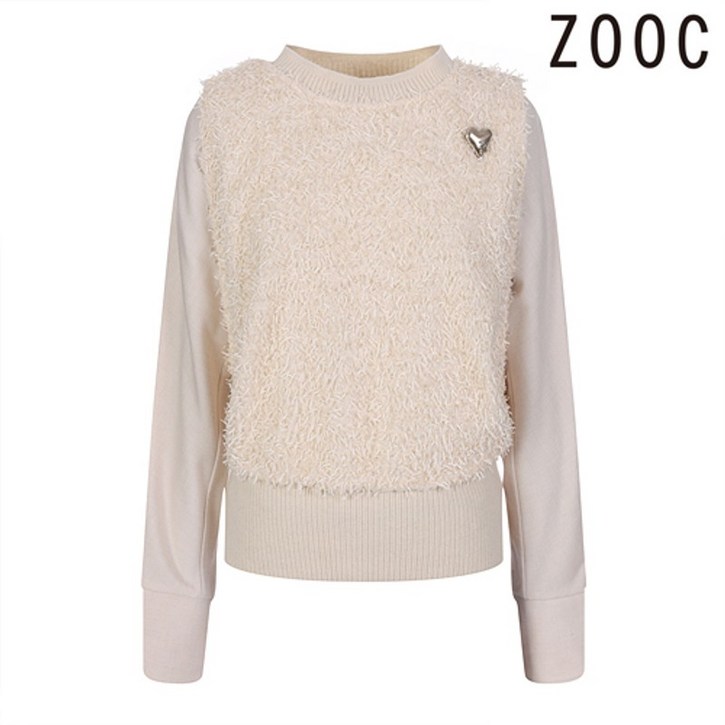 주크    니트배색디자인 티셔츠  Z224MSC030 CR