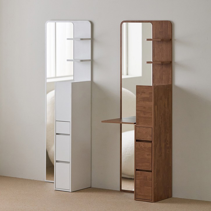 파로마 메이 전신거울 폴딩선반 수납 스탠딩 화장대, 화이트