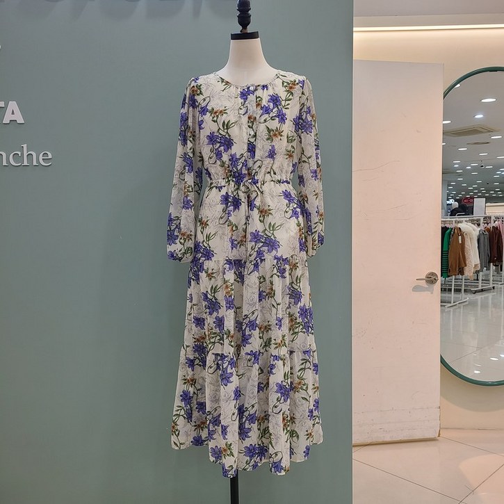 수스 나팔꽃프린트 쉬폰원피스 S261BOP351베이지