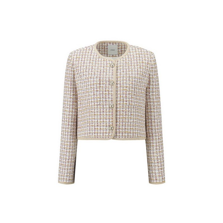 주크 트위드 라운드넥 자켓 IV V241MSF906