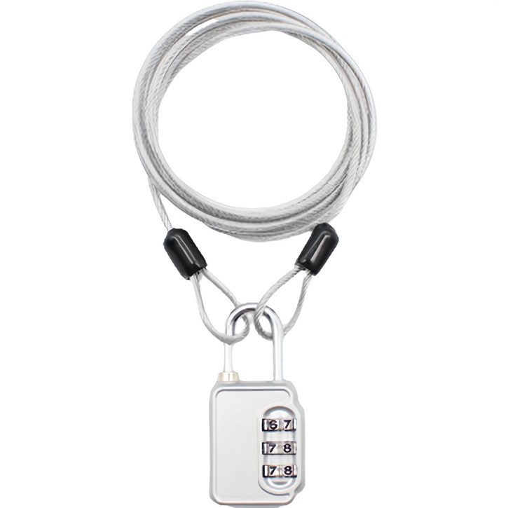 트래블큐브 스테인레스 코팅케이블 1.5m + 3다이얼 자물쇠 실버 세트