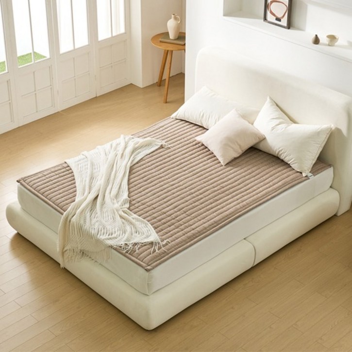 26년형 원격제어 전자파없는 전기매트 탄소매트 곰표한일 EMF 그래핀 워셔블 스마트폰 앱연동, 킹 160 x 200, 베이지 26년형