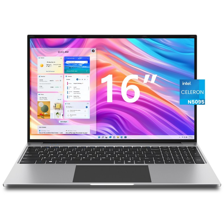 JUMPER 2025 노트북 16인치 화면 대형 셀러론 N5095 512GB SSD 16GB RAM사무용 WIN11 home, 그레이, S7max N5095, 512GB, 16GB, WIN11 Home