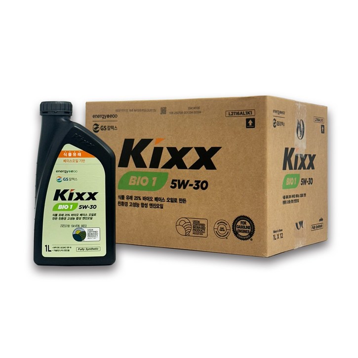 킥스 Kixx BIO 1 5W30 친환경 합성엔진오일, 7개, 1L