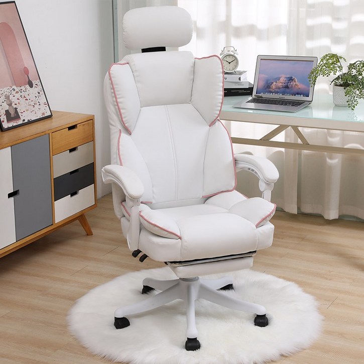 domiheat 컴포트 컴퓨터 의자 눕힐 수 있는 승강 가능한 사무용 의자 학습 의자, 흰색 8