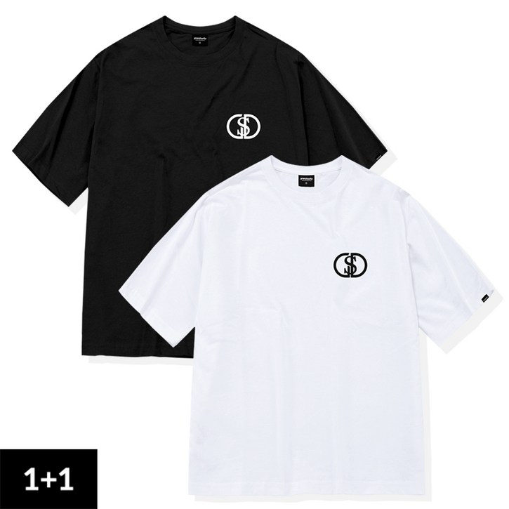 [1+1] GDS 자수 로고 오버핏 반팔 티셔츠 (3컬러) - 쇼핑뉴스
