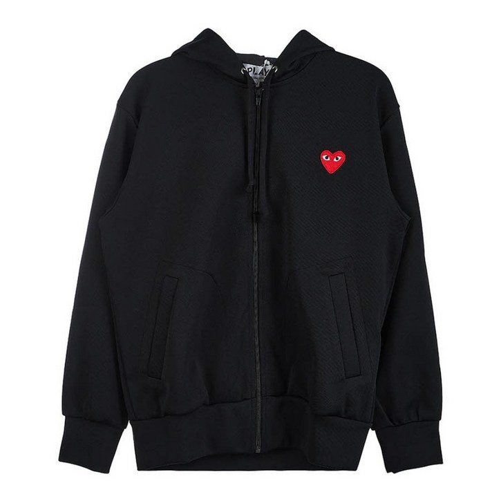 국내매장판 꼼데가르송 COMME DES GARCONS 남성 하트 로고 패치 후드 집업 블랙 P1T172 BLACK