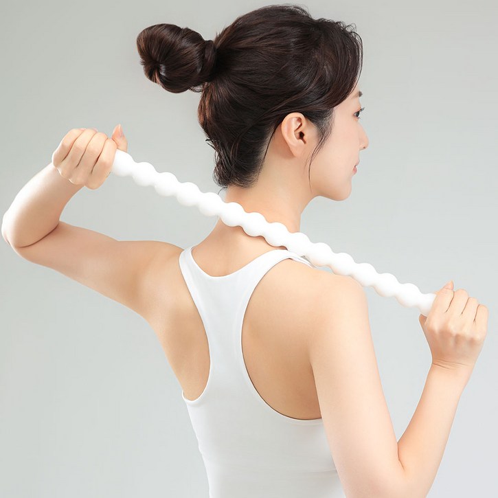 눕지 마사지스틱 승모근 경락 괄사 종아리 허벅지, 크림화이트, 1개