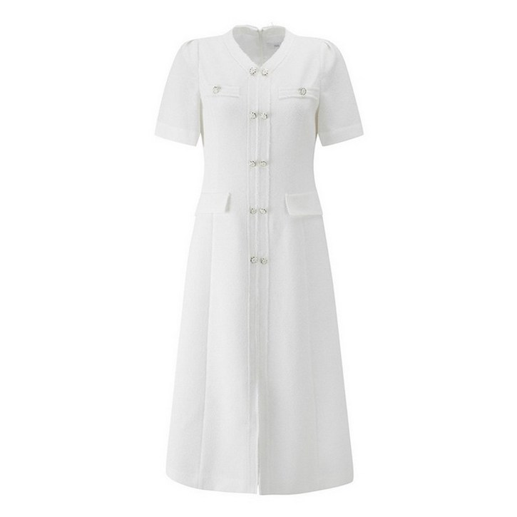 주크 브이넥 트위드 반팔 원피스 IV V242MSE945