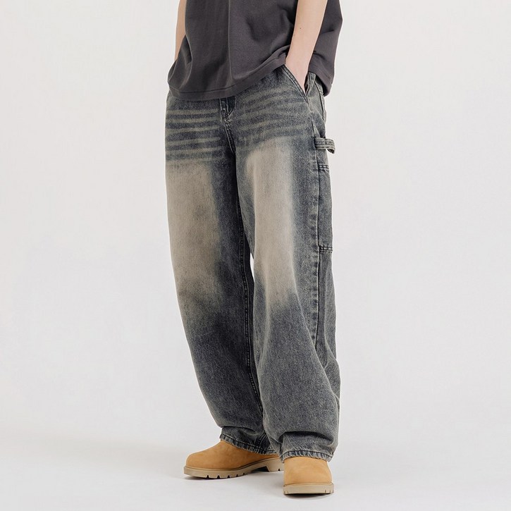 [쿠마르] 남성 카펜더 벌룬 와이드 청바지 데님 팬츠