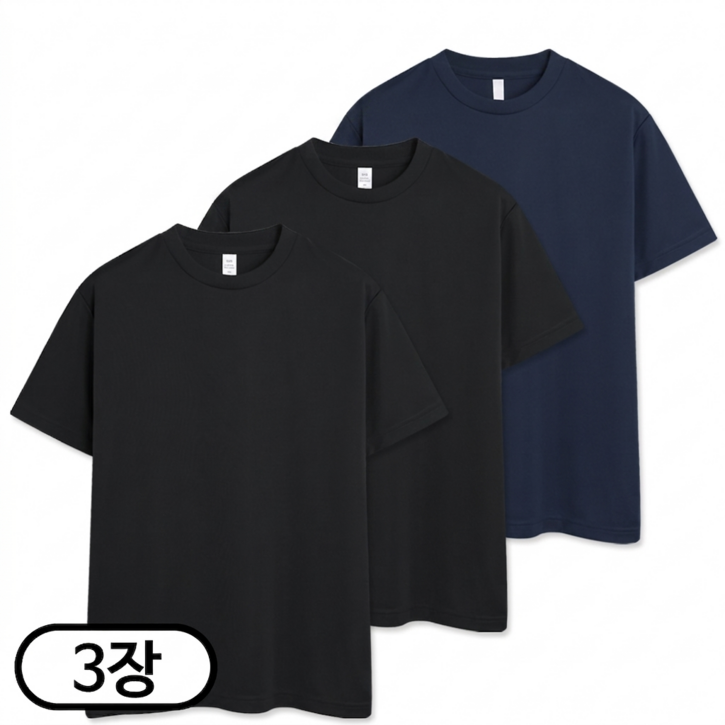 3장 세트 드라이 라운드 쿨티셔츠 남녀공용 기능성 반팔티 냉감 반팔 반팔티 (SCC5274PT)