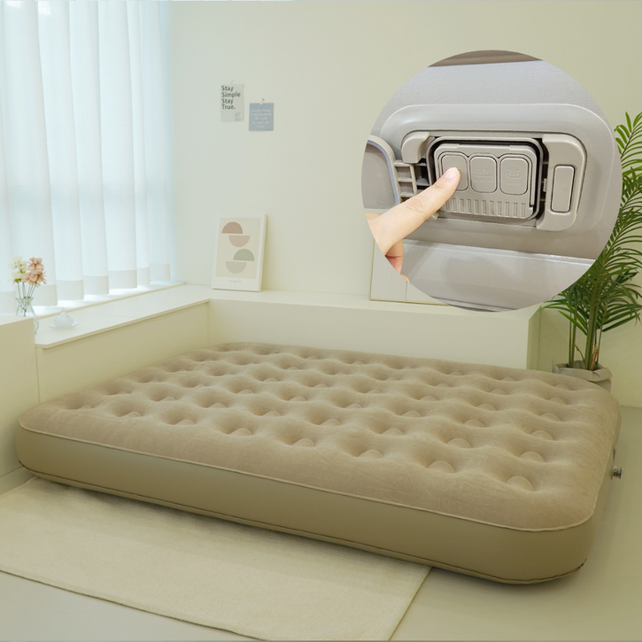 유니언 에어침대 캠핑 매트리스 자동펌프 내장형 원터치 에어매트 25cm