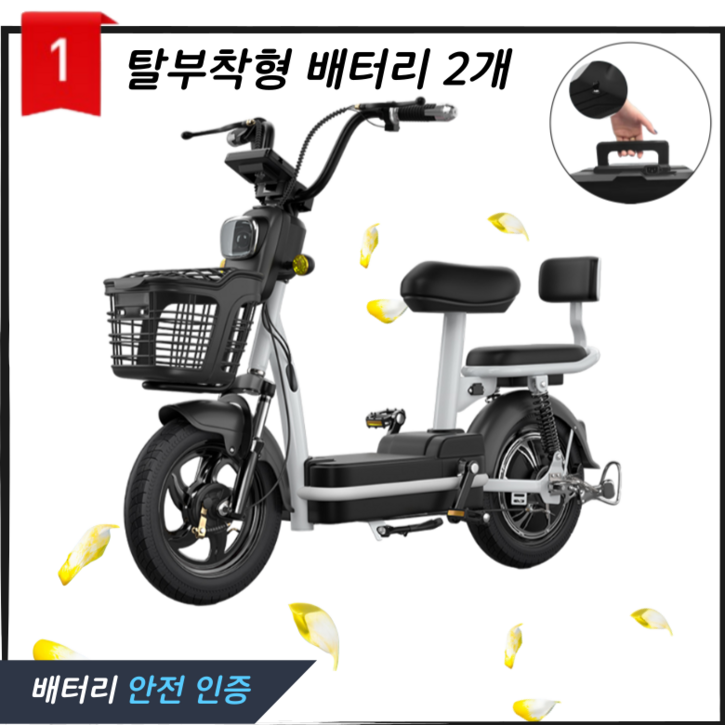 전기 스쿠터 전동 자전거 배터리 분리형 48V 2인용 출퇴근 배달 SBINO 2, 블랙 전기 스쿠터 전동 자전거 배터리 분리형 48V 2인용 출퇴근 배달 SBINO 2, 블랙