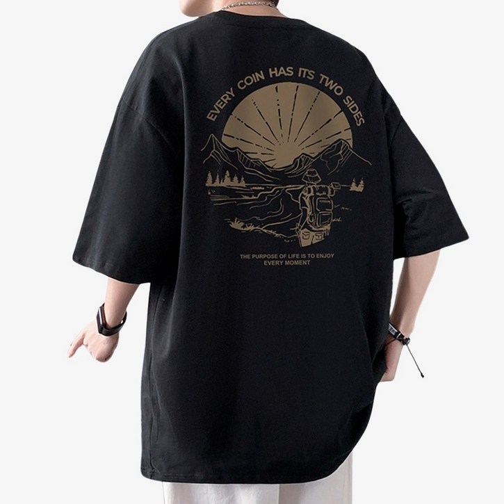 모던바이브 남자 오버핏 프린팅 반팔 티셔츠