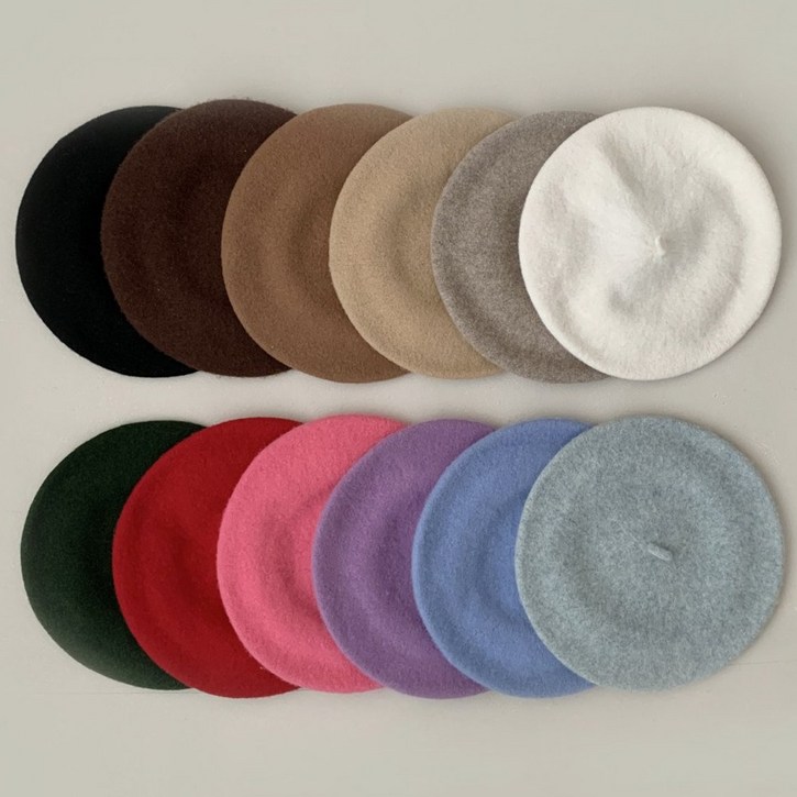 국산 유아 아동 겨울 컬러 울베레모 모자 촬영 소품