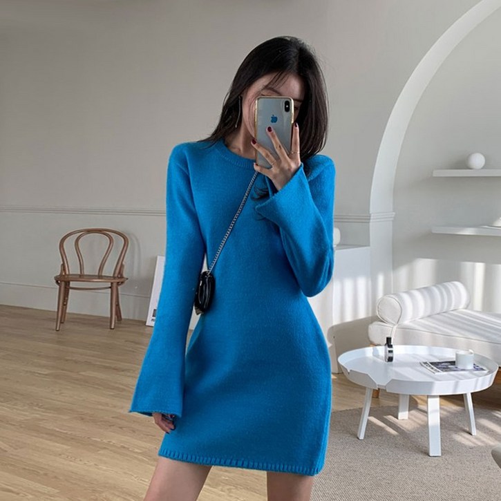 떳다그녀 볼륨 니트 미니 원피스