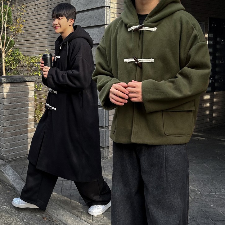 2TYPE 숏롱 후드 떡볶이 코트 오버핏 반코트 더플 롱코트