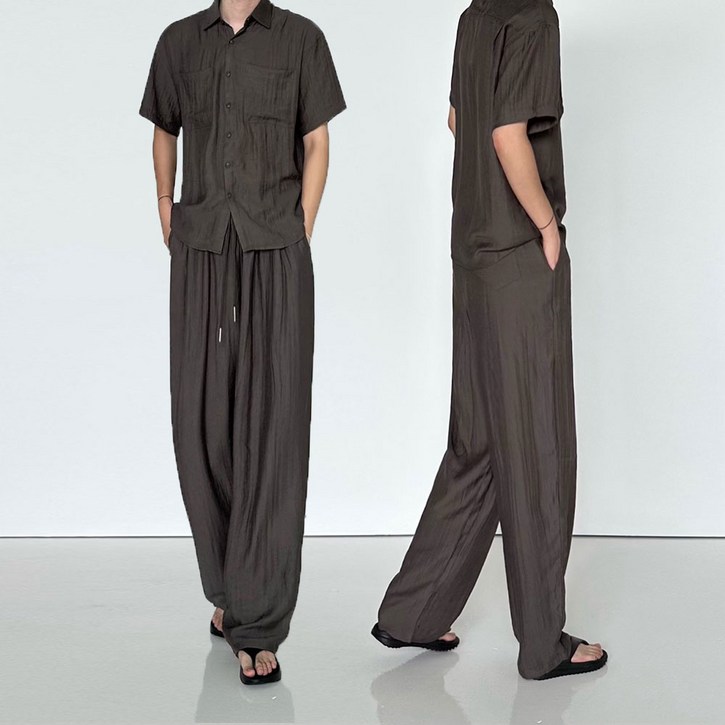 어나더스토어 남자 린넨셔츠 린넨와이드팬츠 셋업