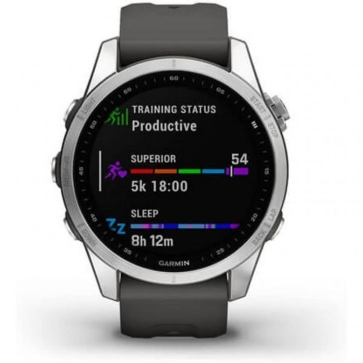 Garmin 페닉스 7X 사파이어 솔라, 대형 어드벤처 스마트워치, 태양열 충전 기능, GPS, 터치스크린, 웰니스 기능이 있는 견고한 아웃도어 시계, 블랙 밴드 포함 DLC