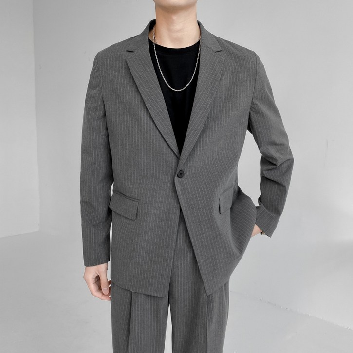 본정장 맨잇슈트 남성정장세트 봄가을 스트라이프 디자인 캐주얼 정장세트 건달정장 X13긴팔P183