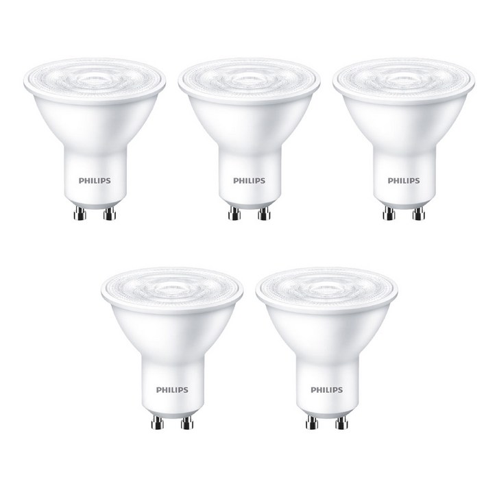 필립스 LED GU10 4.5W 220V 스팟전구 5P, 전구색, 5개