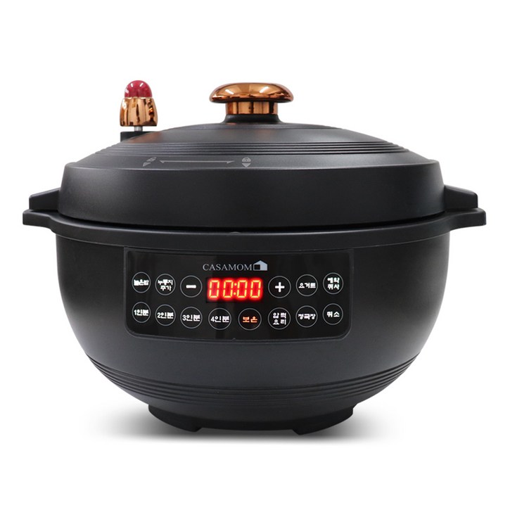 까사맘 전기 압력밥솥 시즌2 가마솥밥 누룽지 압력 돌솥밥 1~4인용(최대6인), 블랙, PC28T