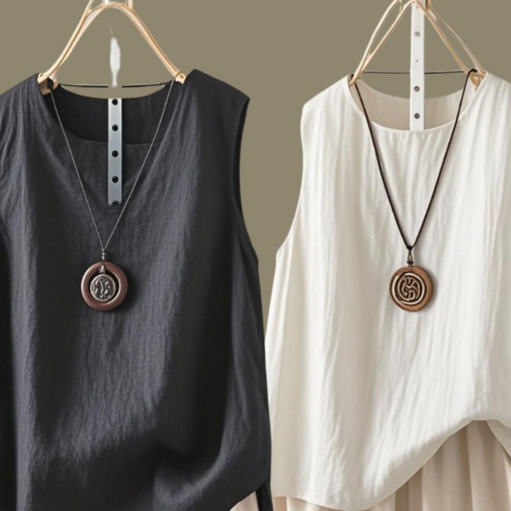 Unique 11 여성 여름 캐주얼 린넨 나시 티셔츠 얇은 고급 쿨 원단 민소매 나시티 조끼 빅사이즈